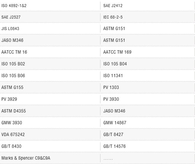 氙燈老化標(biāo)準(zhǔn)