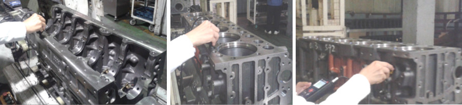 測試氣缸體在清洗前，粗洗后，粗選后的清潔度差異